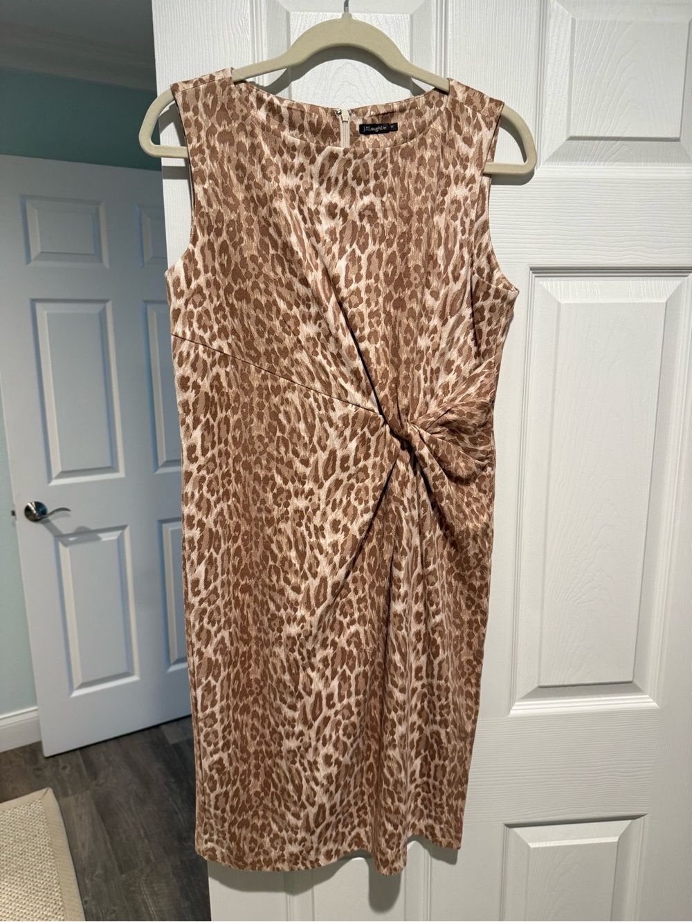 J. McLaughlin Brown Leopard Twist-Front Sheath Dress